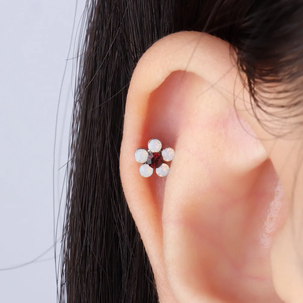 Charming Opal Flower Stud