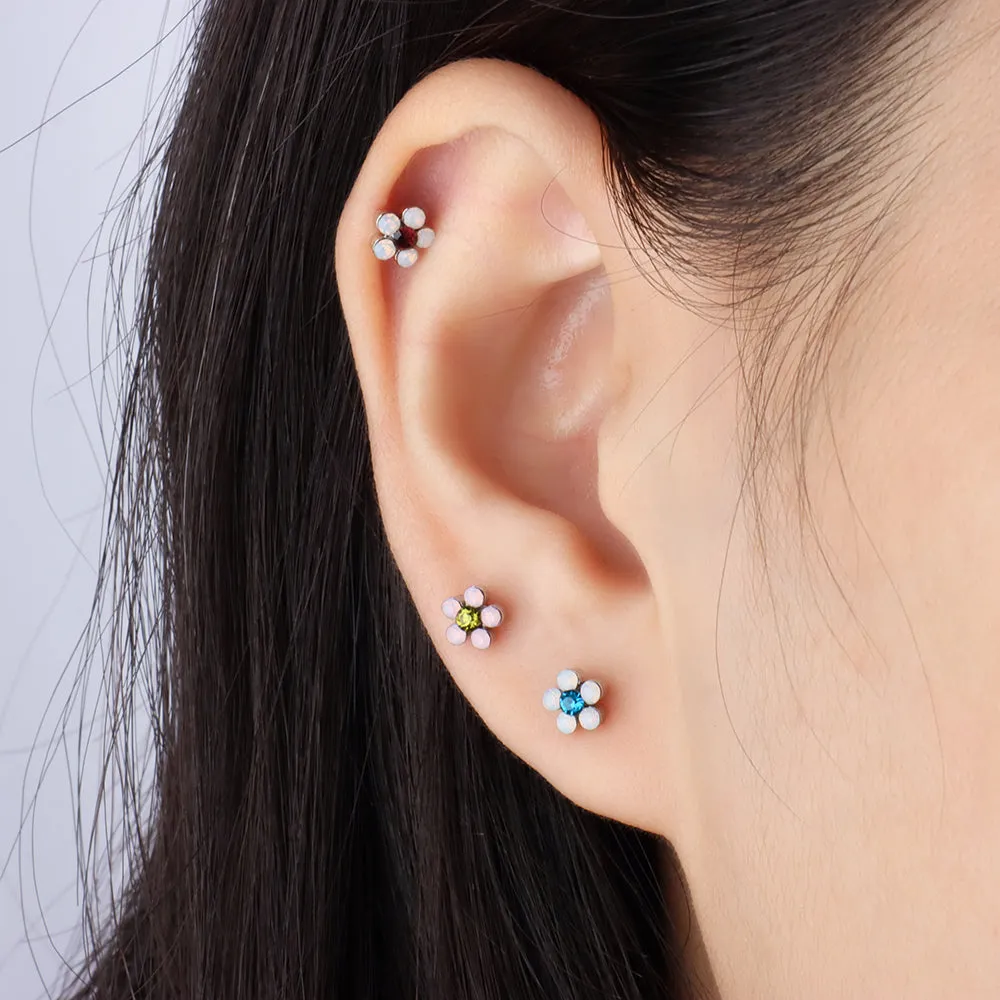 Charming Opal Flower Stud