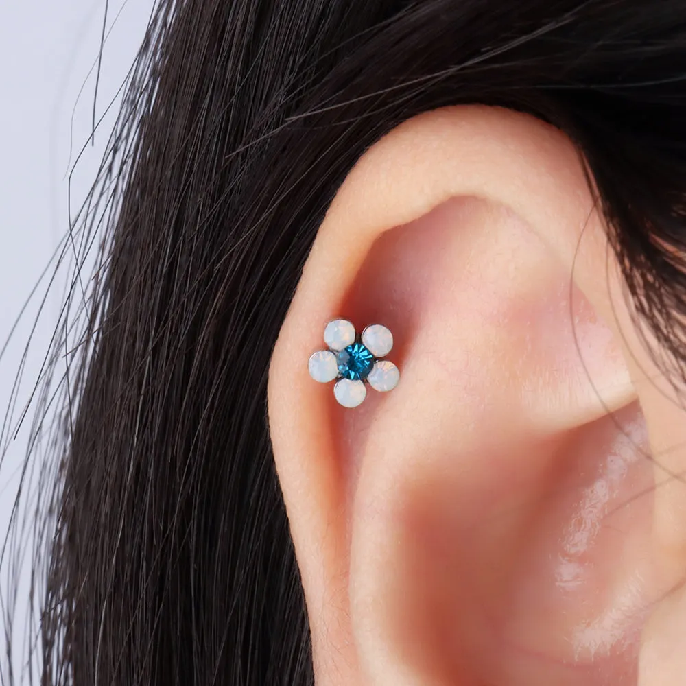 Charming Opal Flower Stud