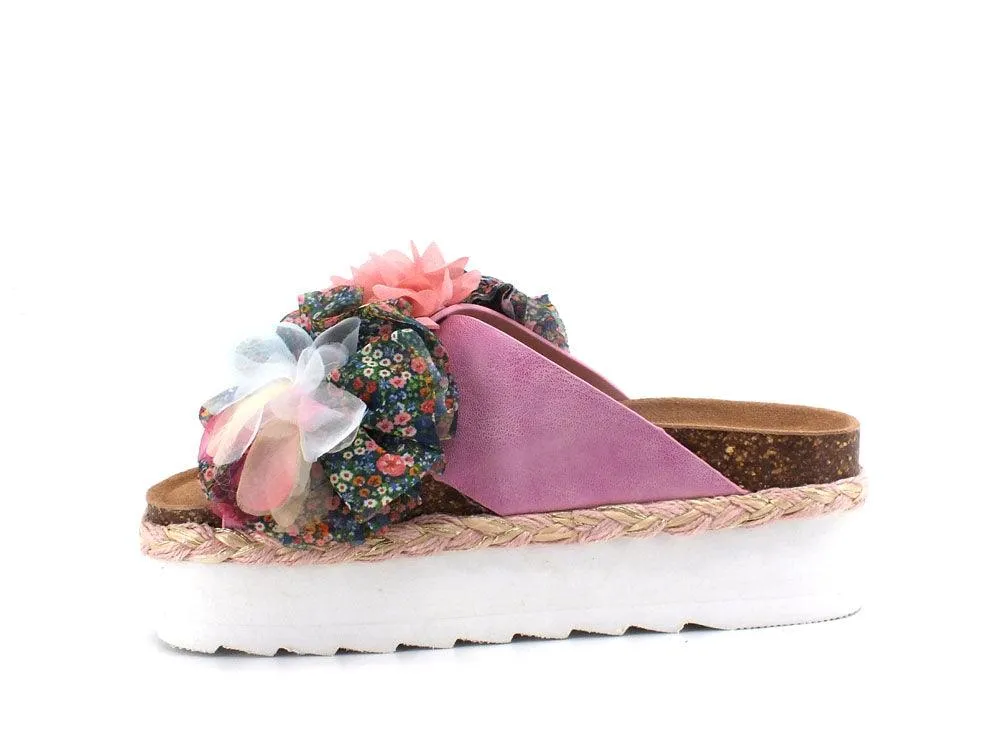 COLORS OF CALIFORNA Ciabatta Platform Fiori Flower Rosa