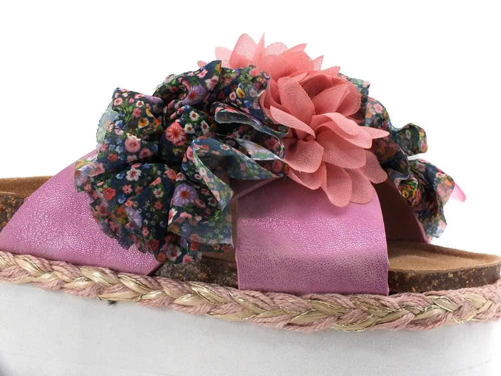 COLORS OF CALIFORNA Ciabatta Platform Fiori Flower Rosa