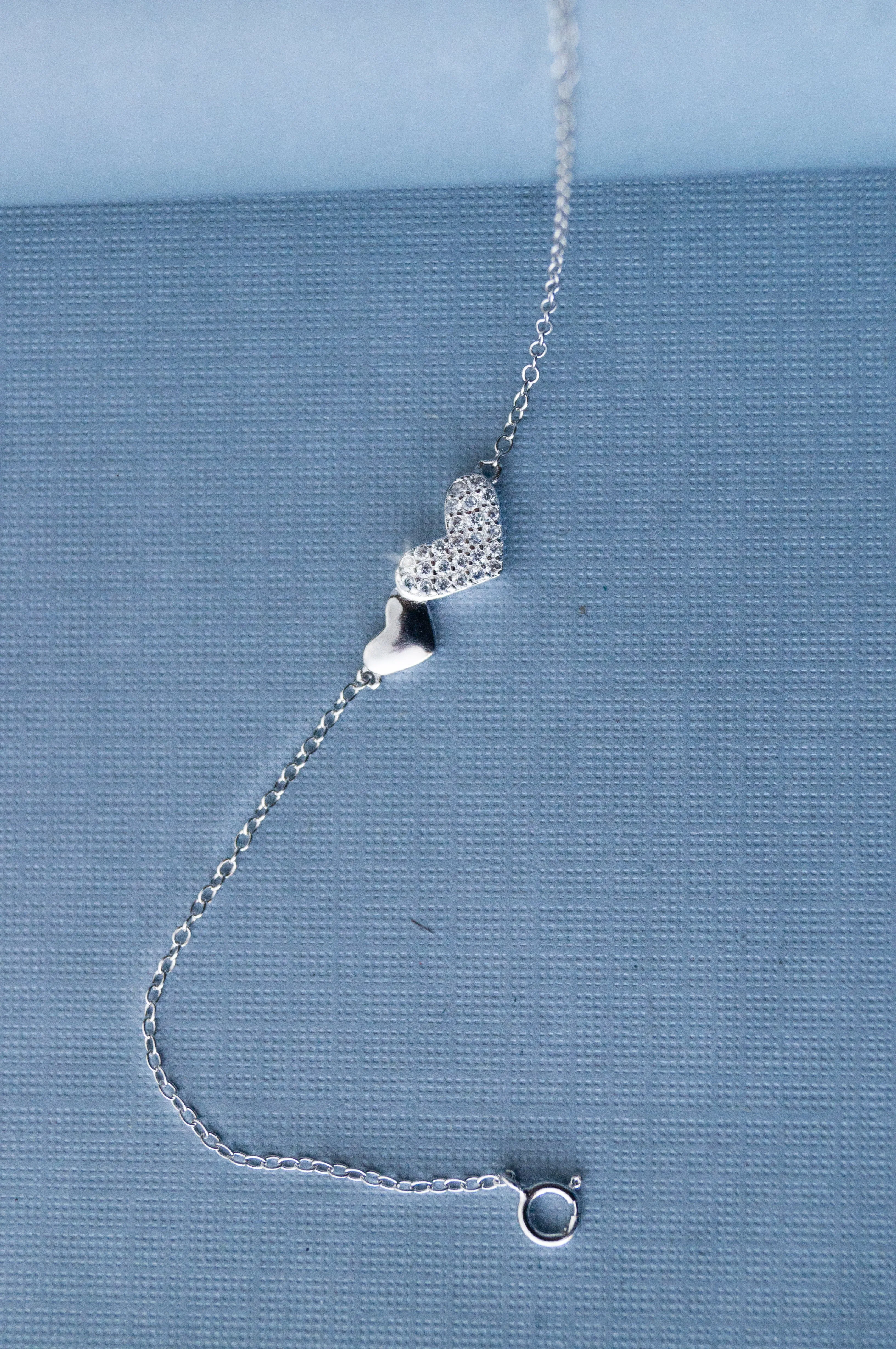 Connecting Hearts Sterling Silver Chain Bracelet