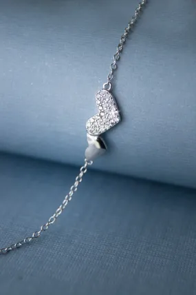 Connecting Hearts Sterling Silver Chain Bracelet