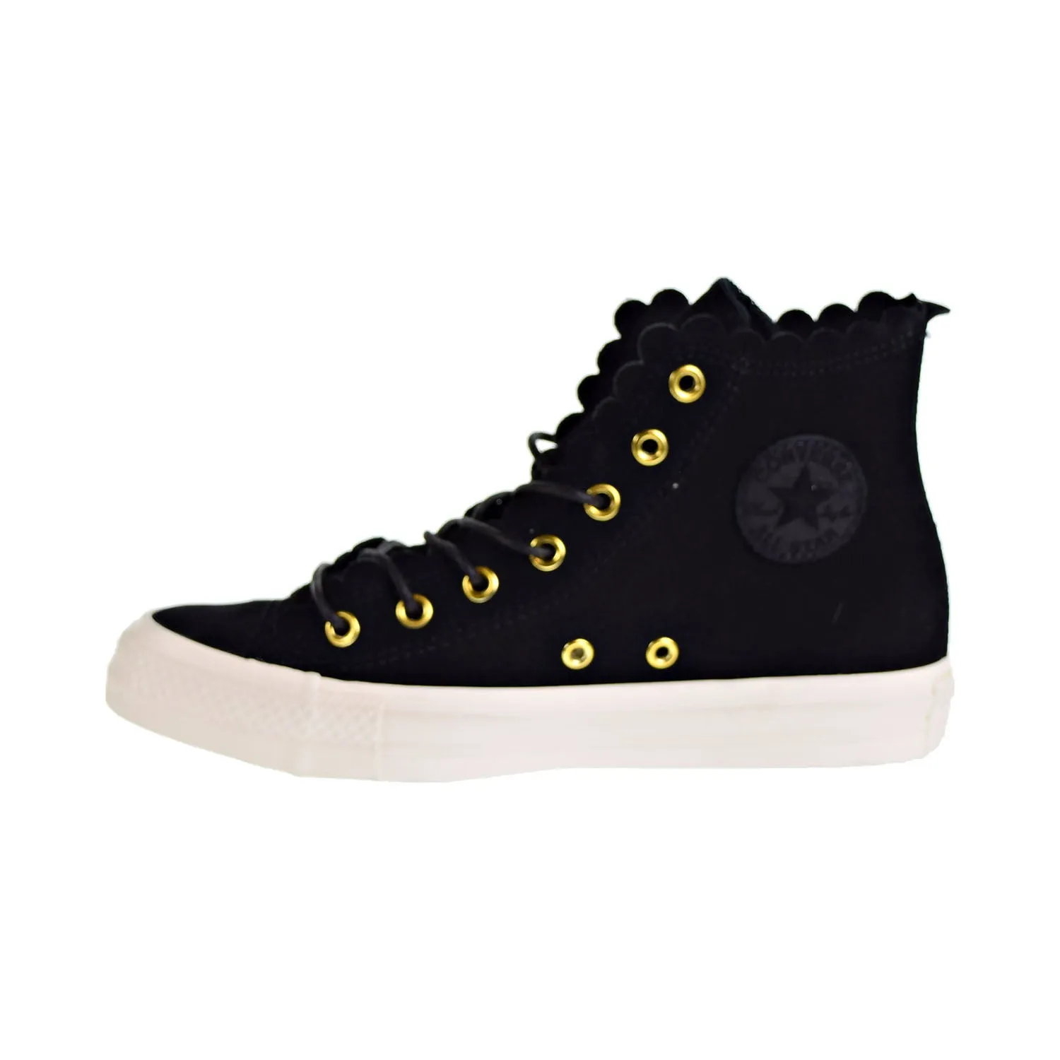 Converse Chuck Taylor All Star Hi Frilly Thrills Suede Women's Shoes Black/Gold