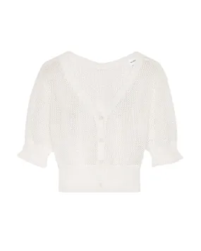 Cotton 1/2 Sleeve Crochet Cardigan (Cream)