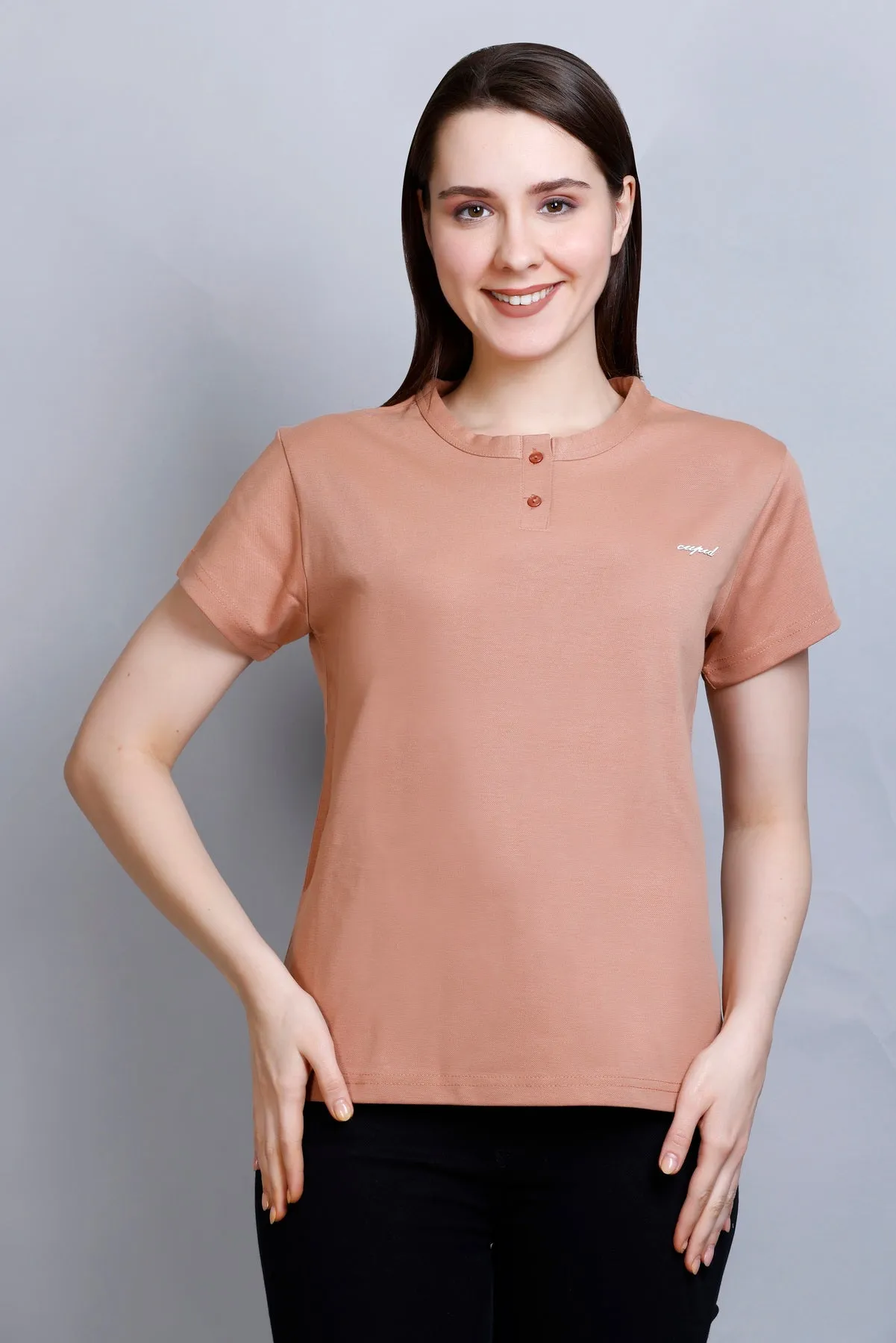 Cotton Casual Basic T-shirts For Summers - Squash (Available  In Plus Sizes)