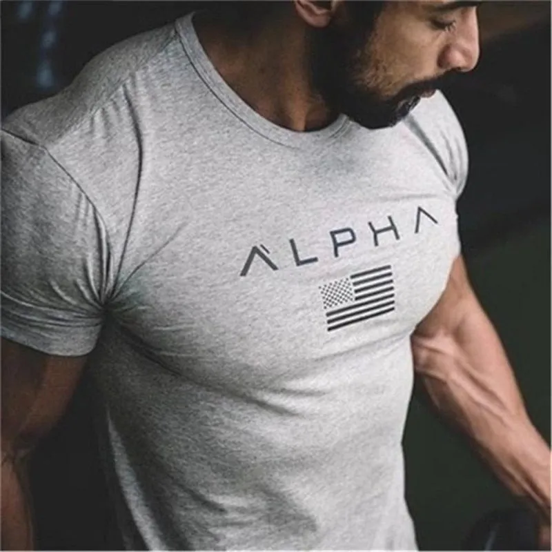 Cotton Gym Shirt Sport T Shirt Men Short Sleeve Running Shirt Men Workout Training Tees Fitness Top Sport T-shirt