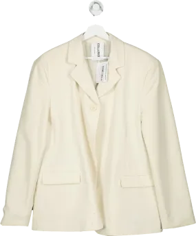 Cream Collusion Oversized Dad Blazer In Beige UK 10