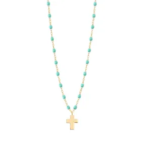 Cross Charm Classic Gigi Lagoon necklace, Yellow Gold, 16.5"