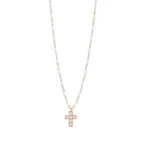 Cross Charm Classic Gigi White diamond necklace, Rose Gold, 16.5"