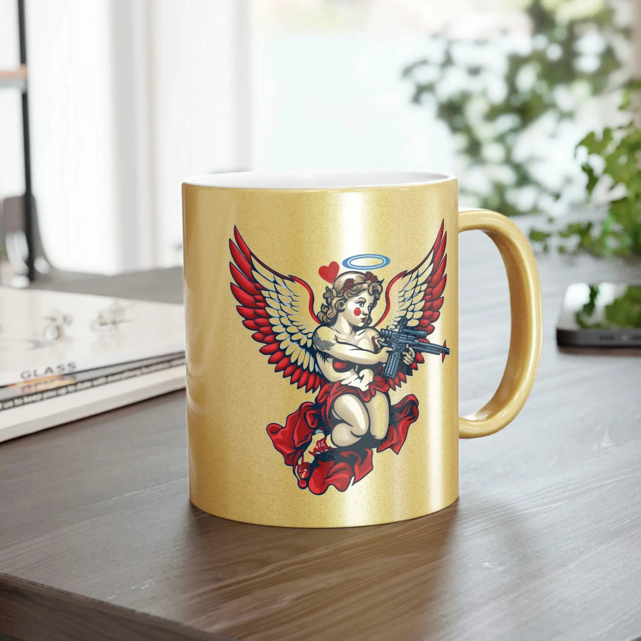 Cupid AR-15 Valentine's Day Metallic Mug (Silver\Gold)