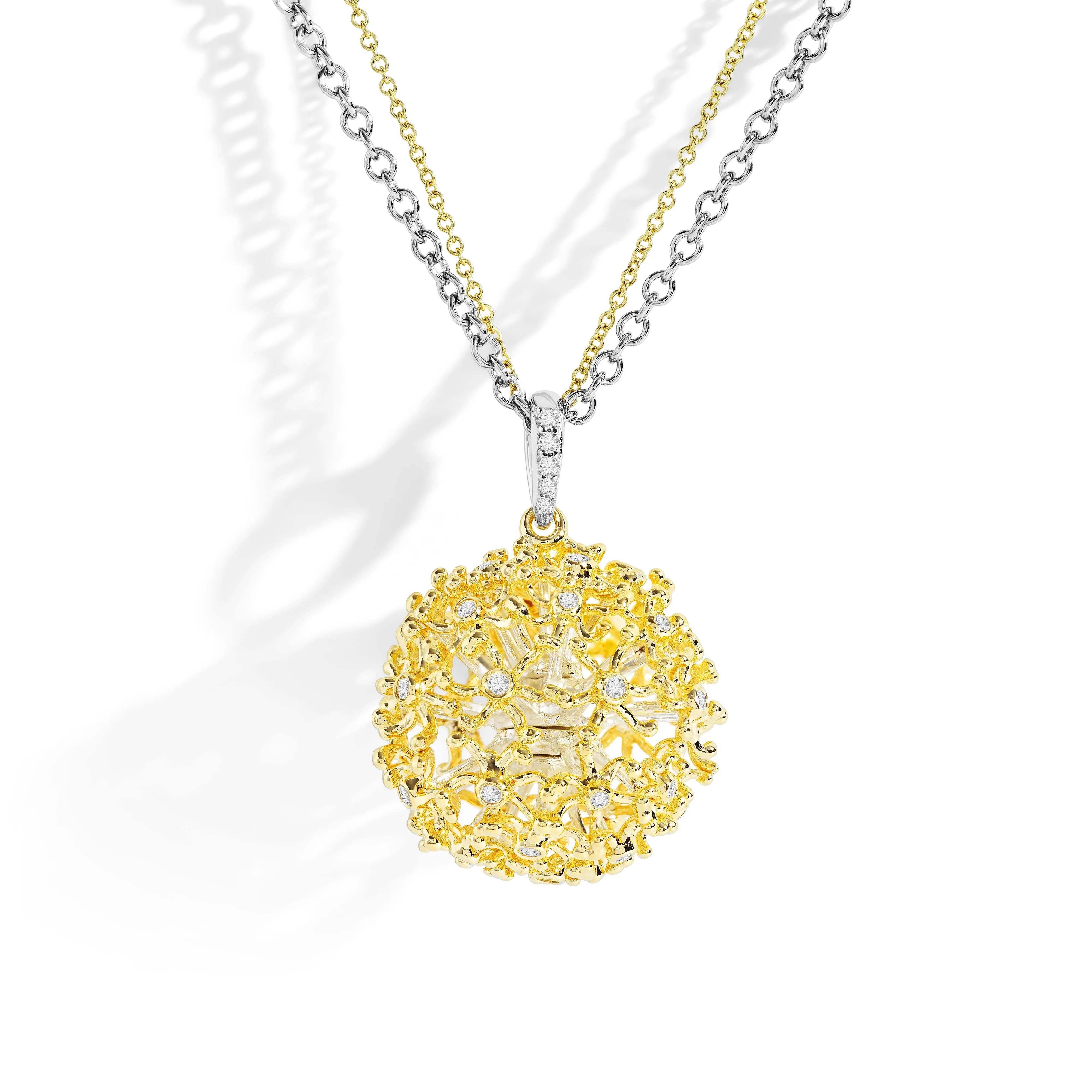 Dandelion Pendant Necklace with Diamonds