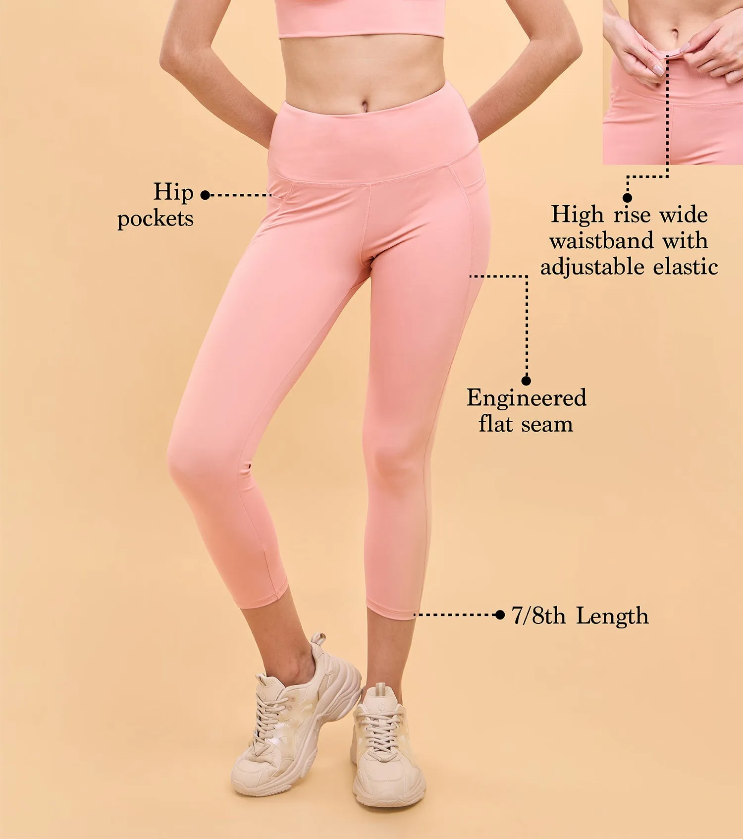 Enamor A605 Basic Workout Legging Dry Fit High Waist Basic Workout Leggings