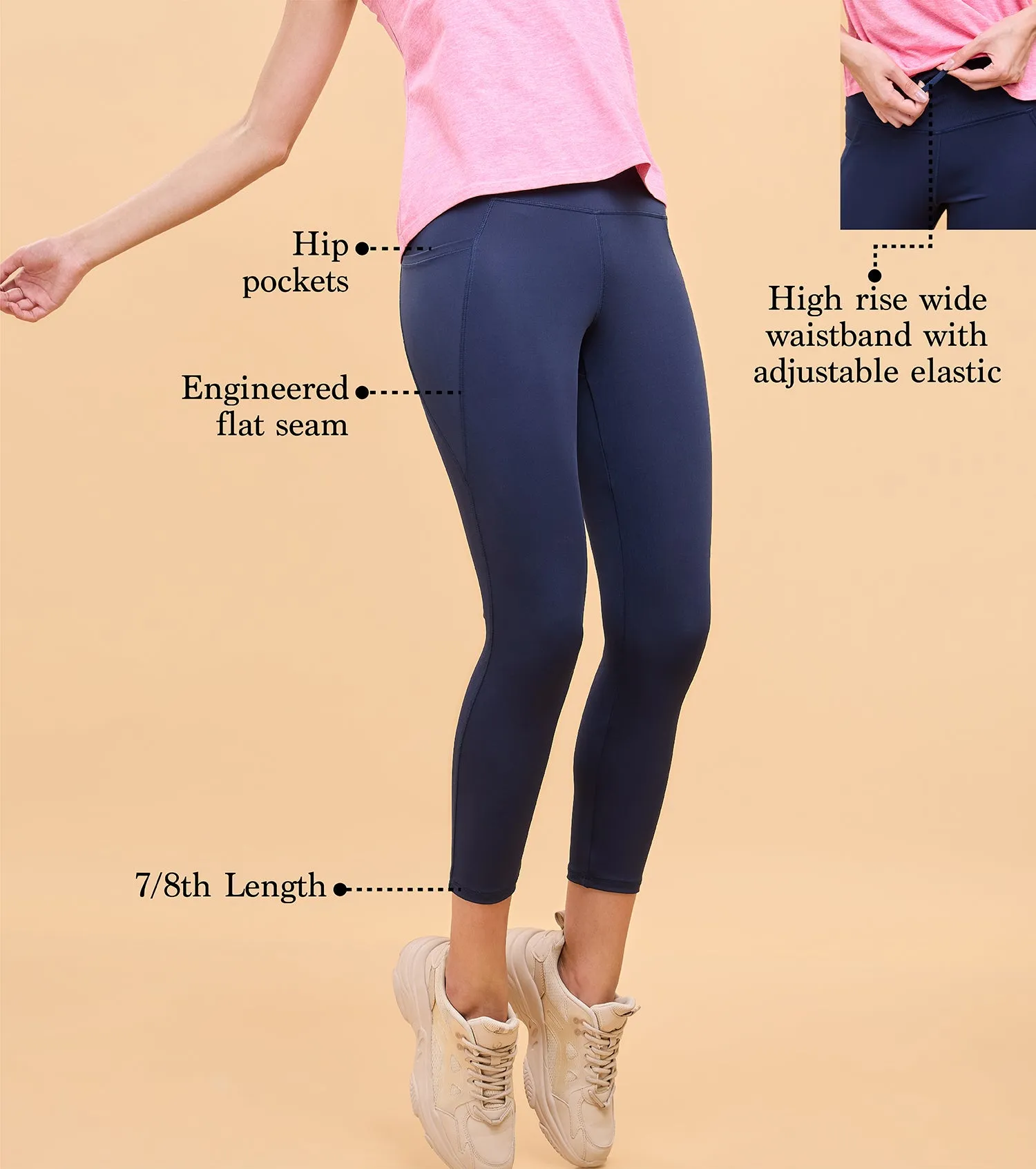 Enamor A605 Basic Workout Legging Dry Fit High Waist Basic Workout Leggings