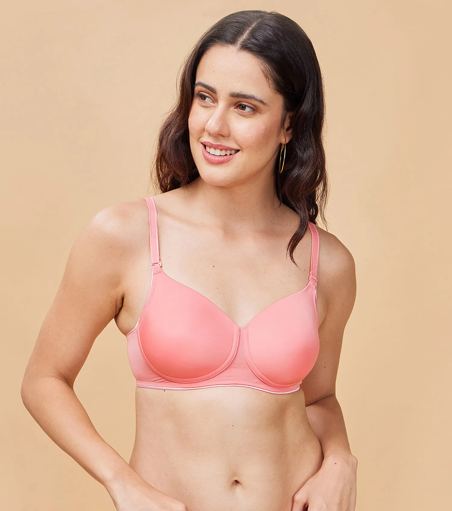 Enamor Dope Dye F165 Ecolite Fabric Smooth Support Bra for Women - Padded, Wirefree and High Coverage