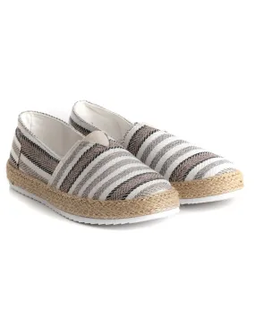 Espadrillas Scarpe Uomo Unisex Tela Estive Mare Rigate Beige Cotone Comode Leggere GIOSAL-S1198A