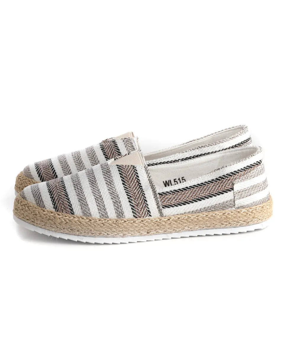 Espadrillas Scarpe Uomo Unisex Tela Estive Mare Rigate Beige Cotone Comode Leggere GIOSAL-S1198A