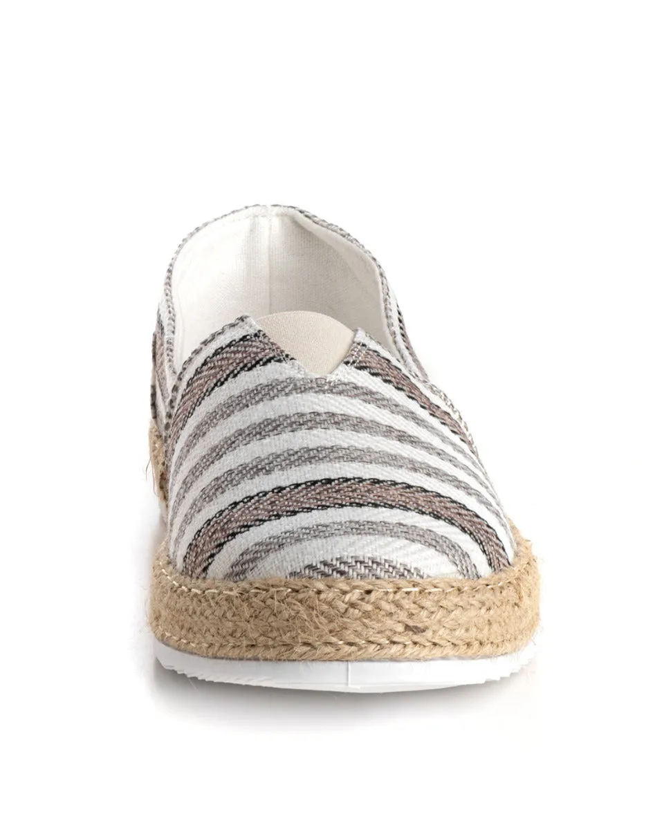 Espadrillas Scarpe Uomo Unisex Tela Estive Mare Rigate Beige Cotone Comode Leggere GIOSAL-S1198A