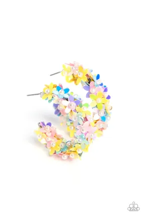 Fairy Fantasia Multi Floral Hoop Earrings - Paparazzi Accessories