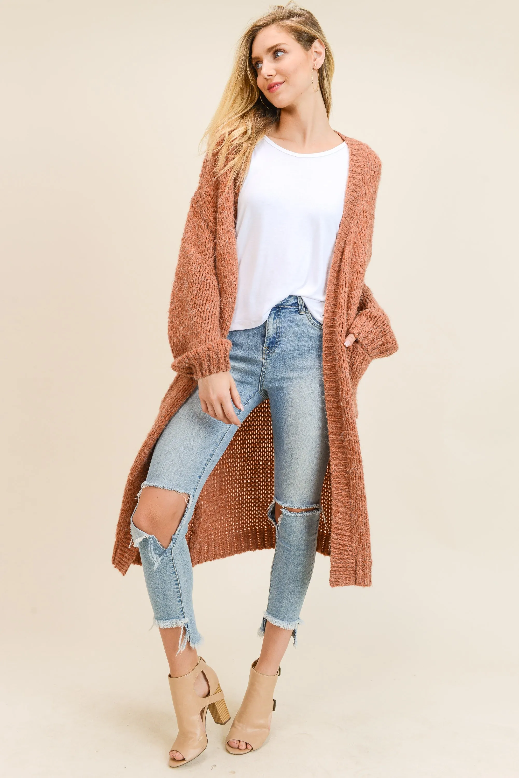 Faye Oversized Cardigan in Rust