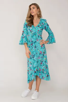 Felicity Midi Dress Turquoise Flower