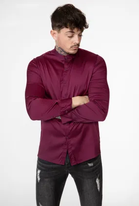 Frilivin Satin Fitted Shirt With Mao Collar