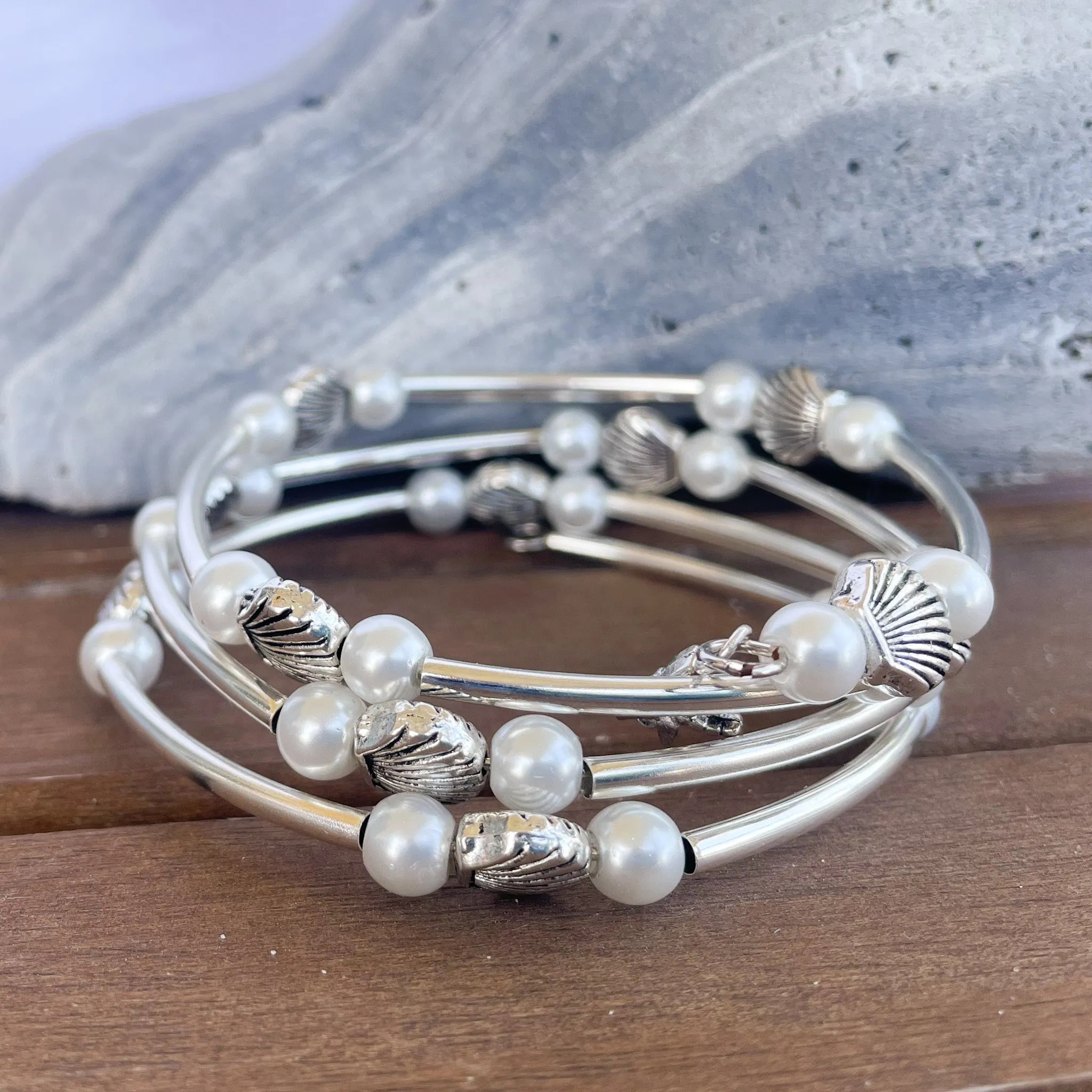 Gem of the Ocean Memory Wire Wrap Bracelet