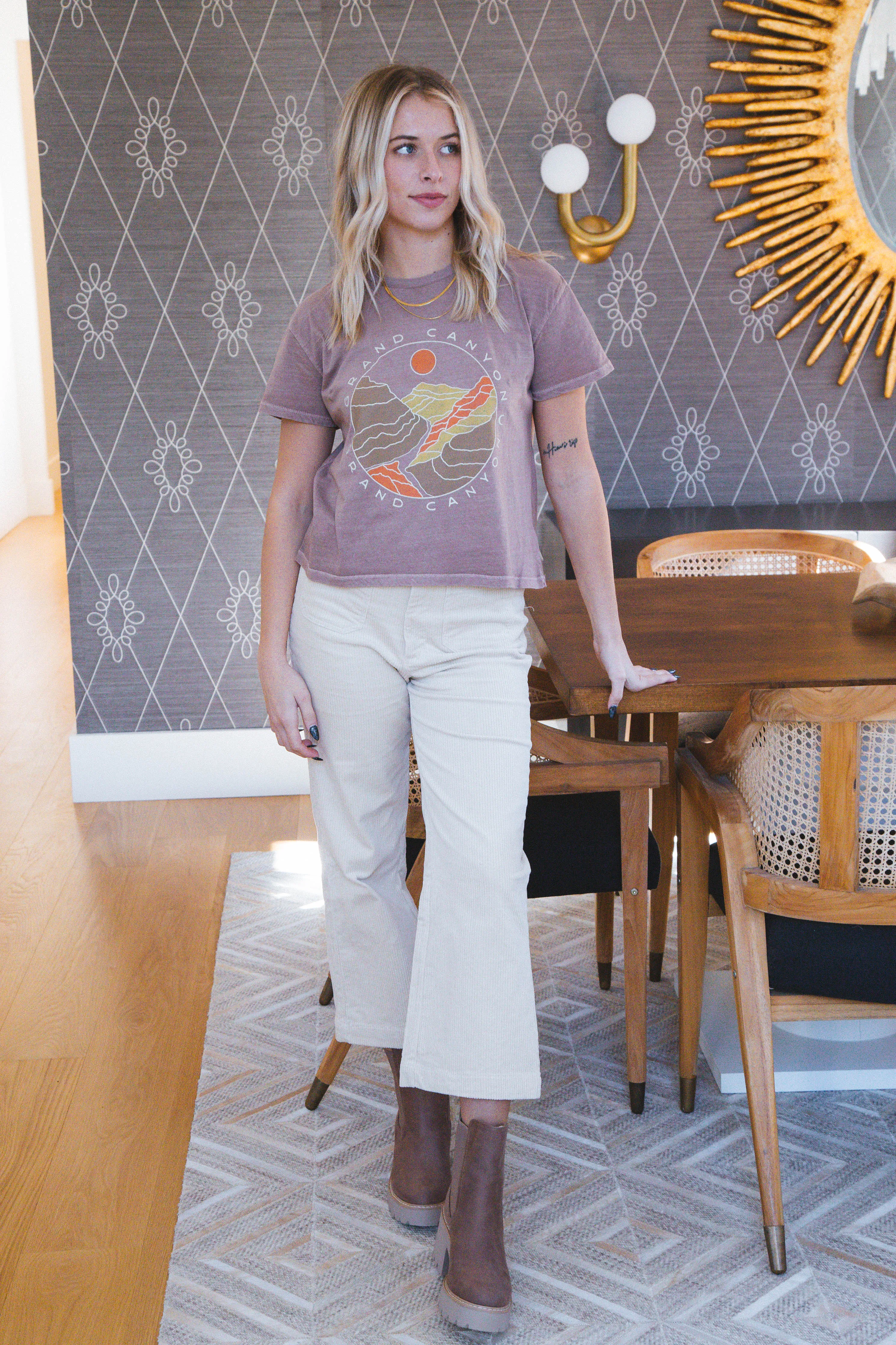 Grand Canyon Sun Cropped Tee, Mauve | Girl Dangerous