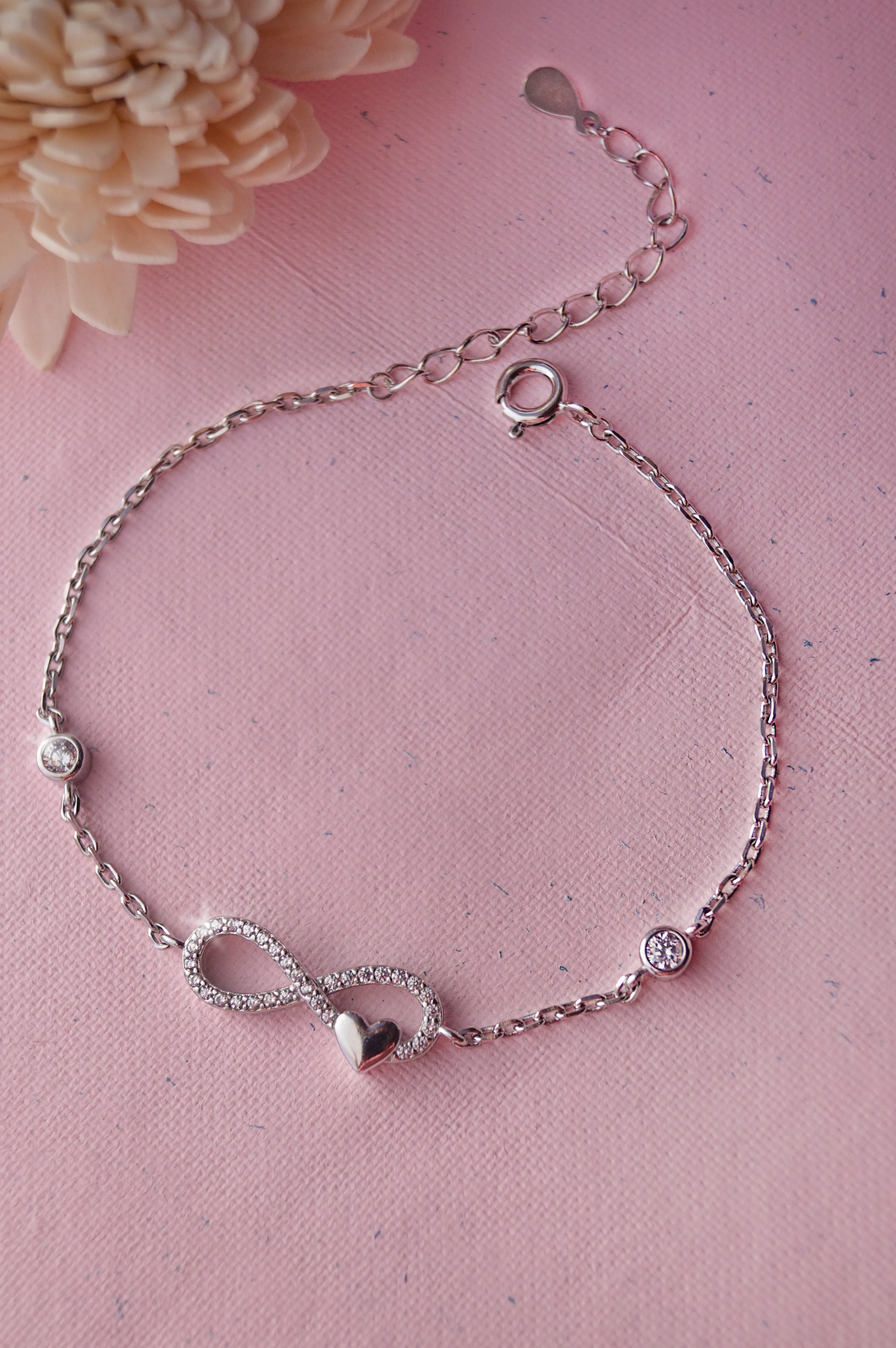 Heartly Infinity Sterling Silver Chain Bracelet