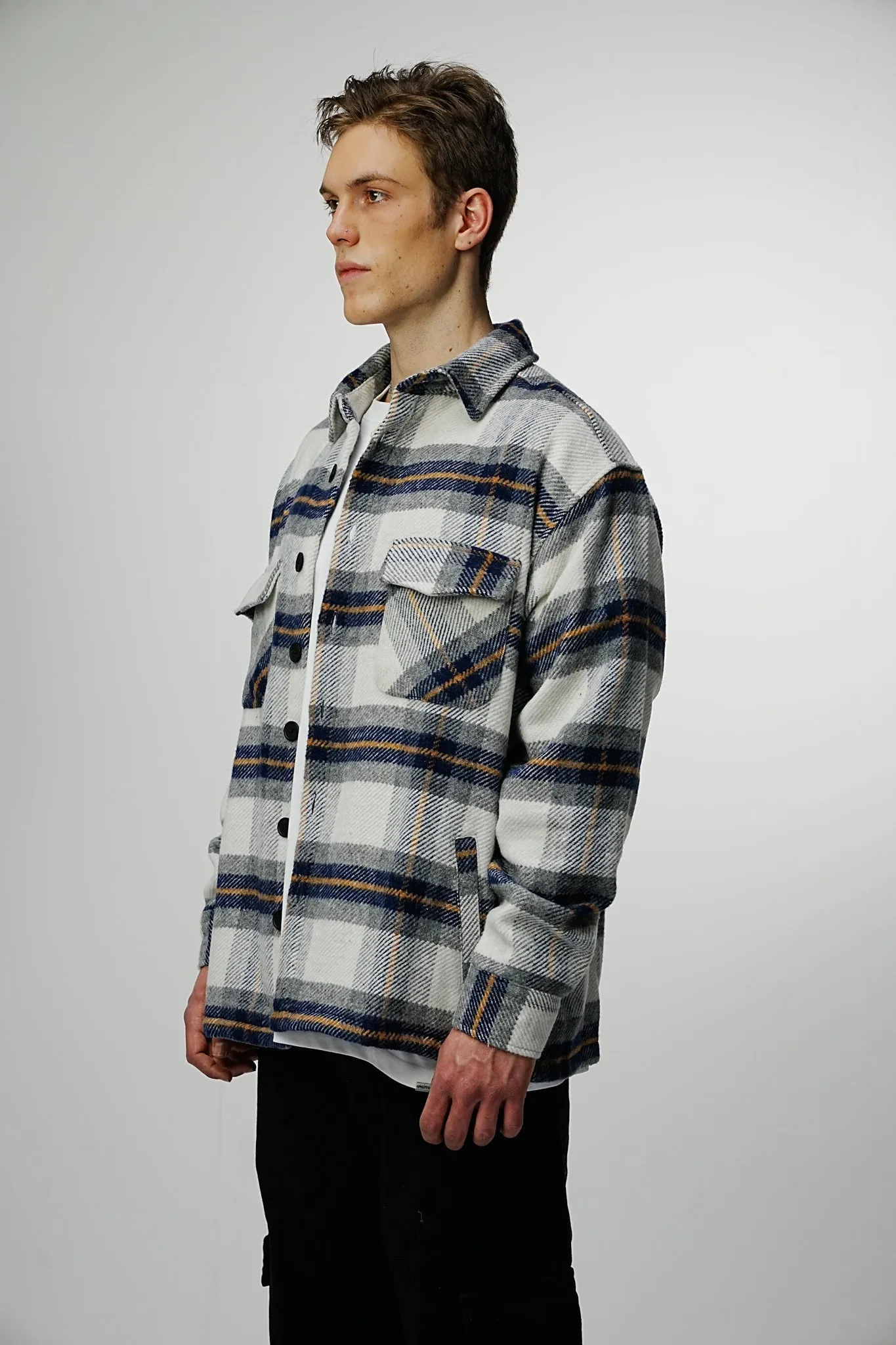 Heavy Oversized Flannel Shirt Monochrome