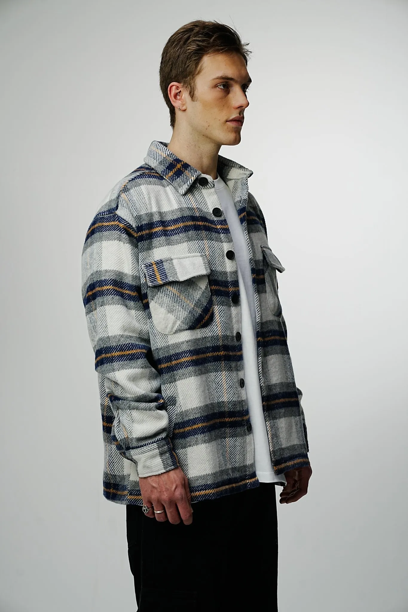 Heavy Oversized Flannel Shirt Monochrome