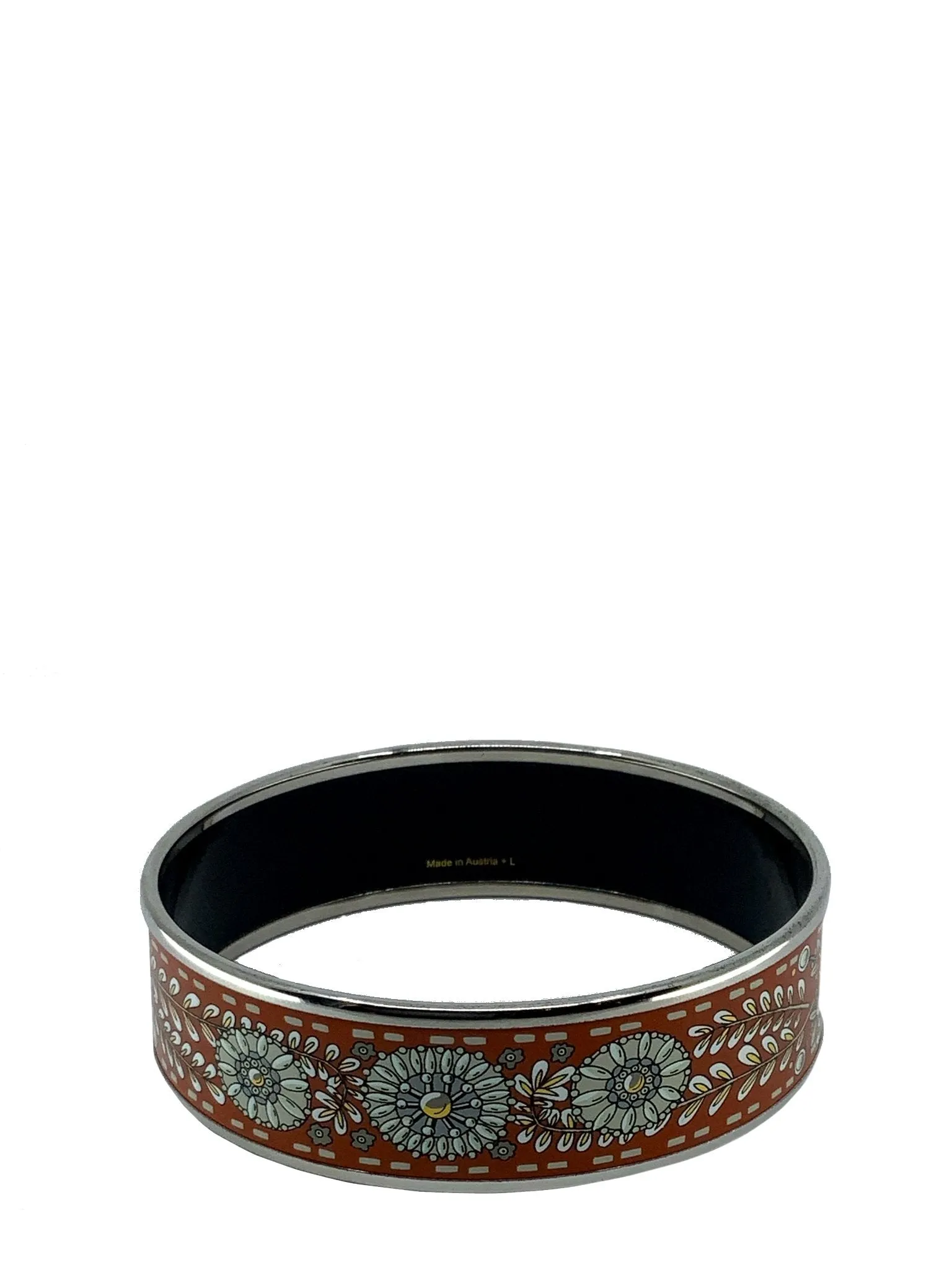 Hermes Flower Printed Enamel Wide Bracelet 70