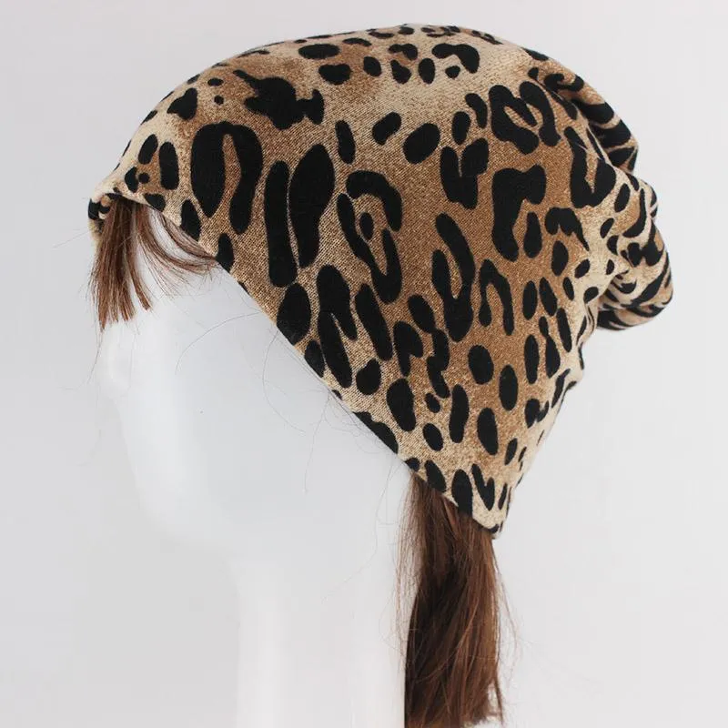 Hip-hop Leopard Print Cotton Beanie, Skullie or Scarf