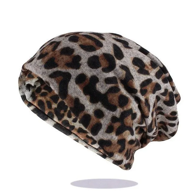 Hip-hop Leopard Print Cotton Beanie, Skullie or Scarf