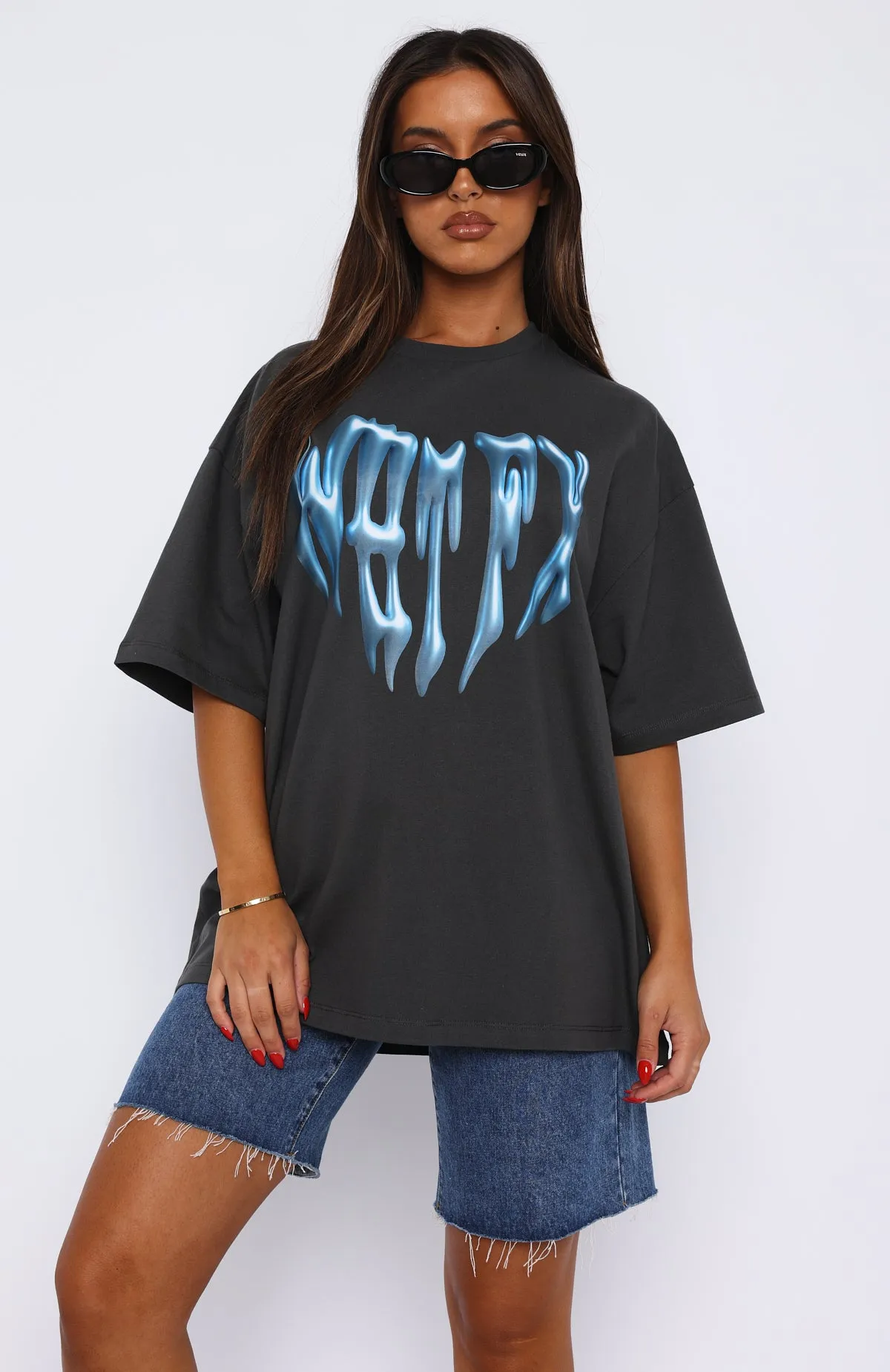 Impressing Me Oversized Tee Charcoal