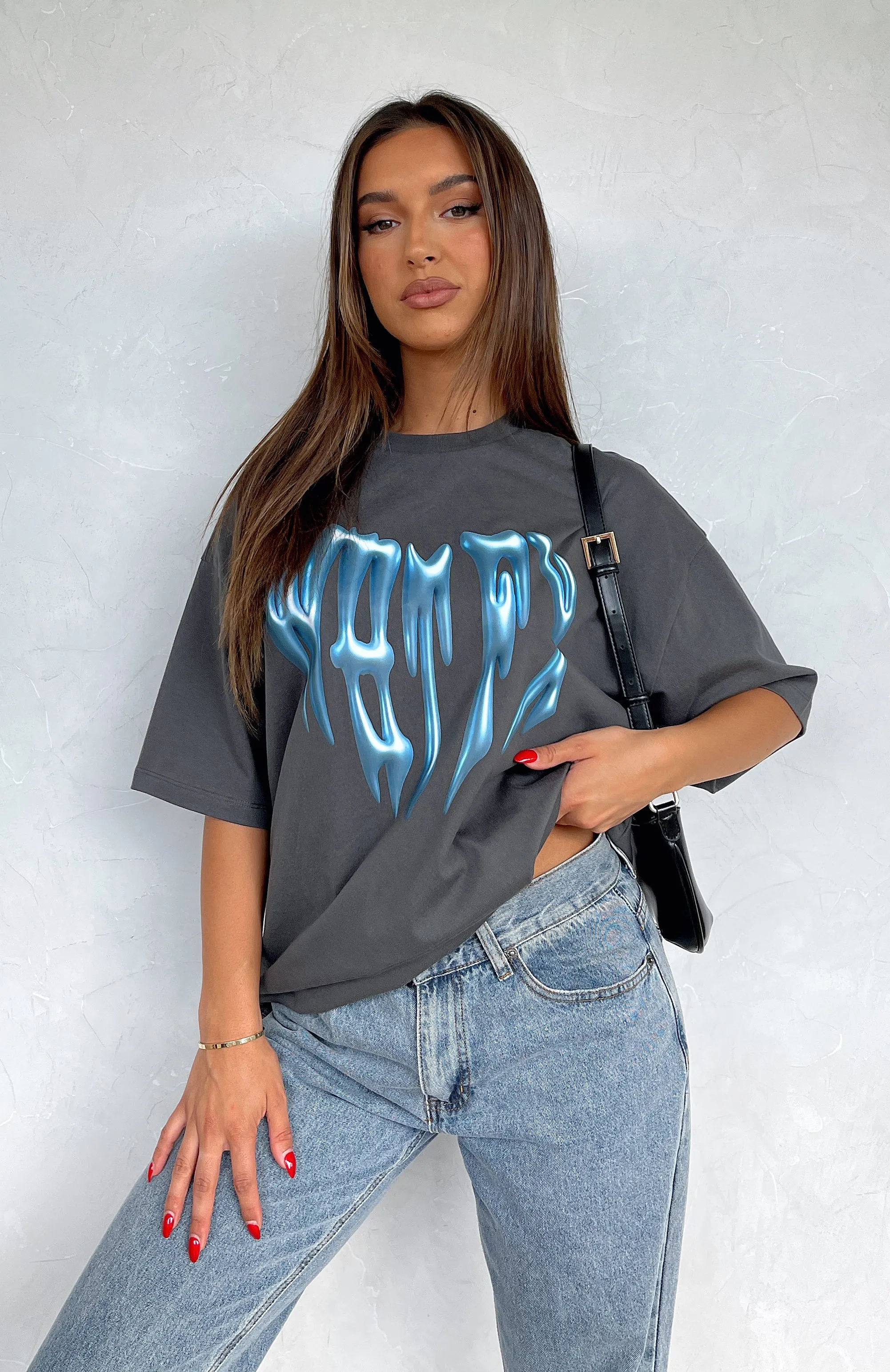 Impressing Me Oversized Tee Charcoal