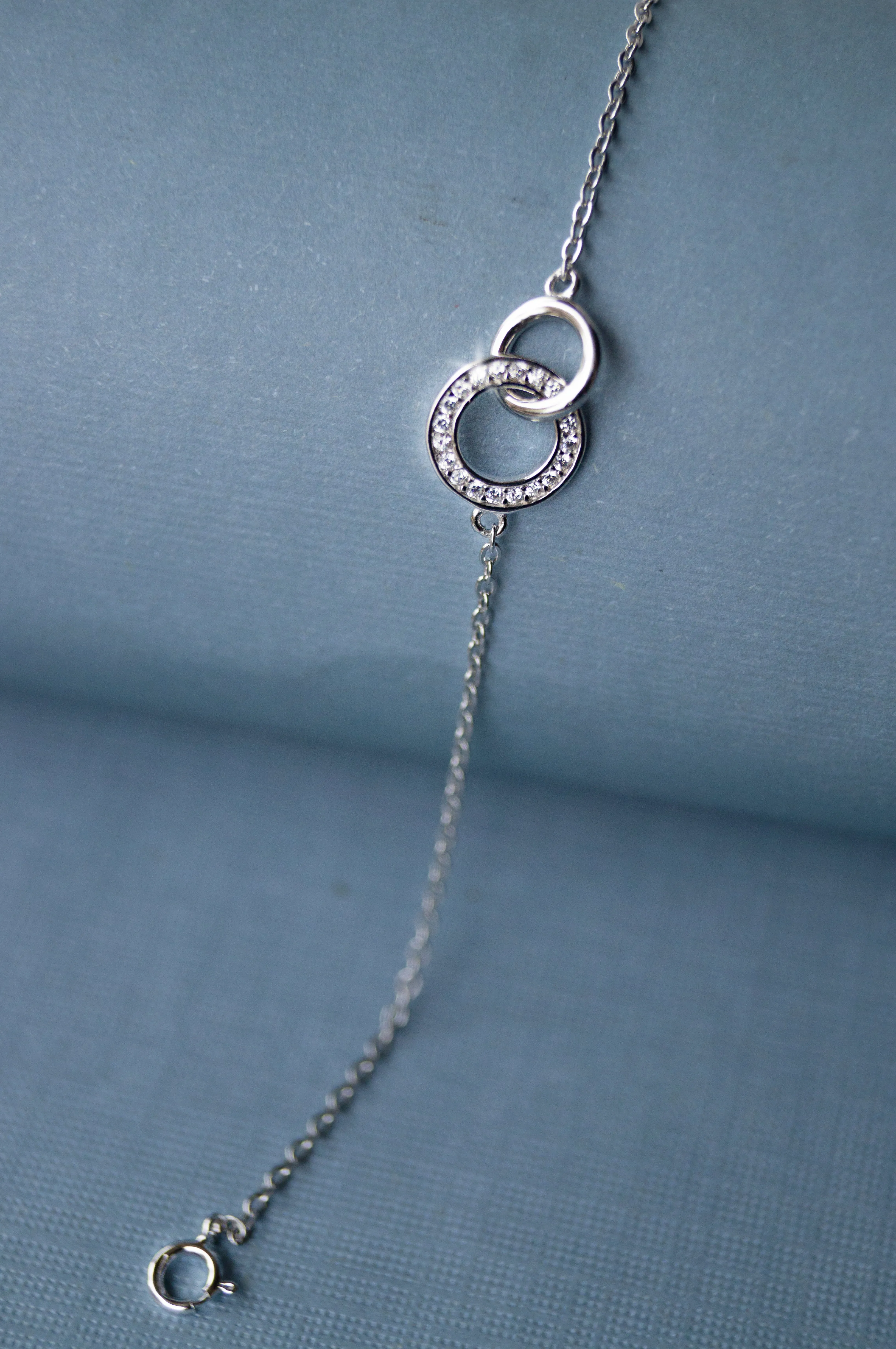 Interlinked Circles Sterling Silver Chain Bracelet