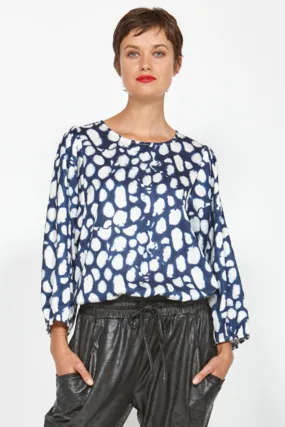 Jupiter LS Blue Spot Cuffed Top