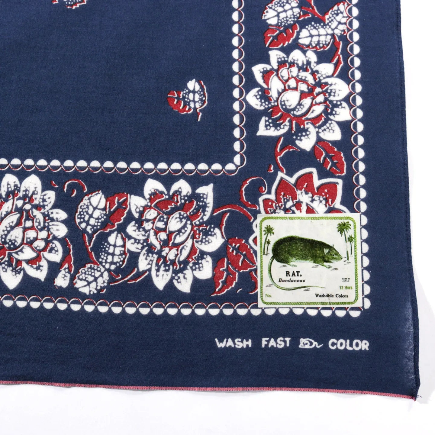 KAPITAL FASTCOLOR SELVEDGE BANDANA ROCKWELL FLOWER NAVY