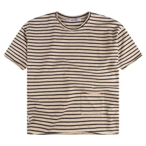 Kinder T-Shirt Oversized Streep Navy