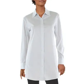 Kingston Grey Womens Juniors Collared Tunic Button-Down Top