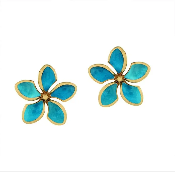 Larimar Sunrise Plumeria Earrings