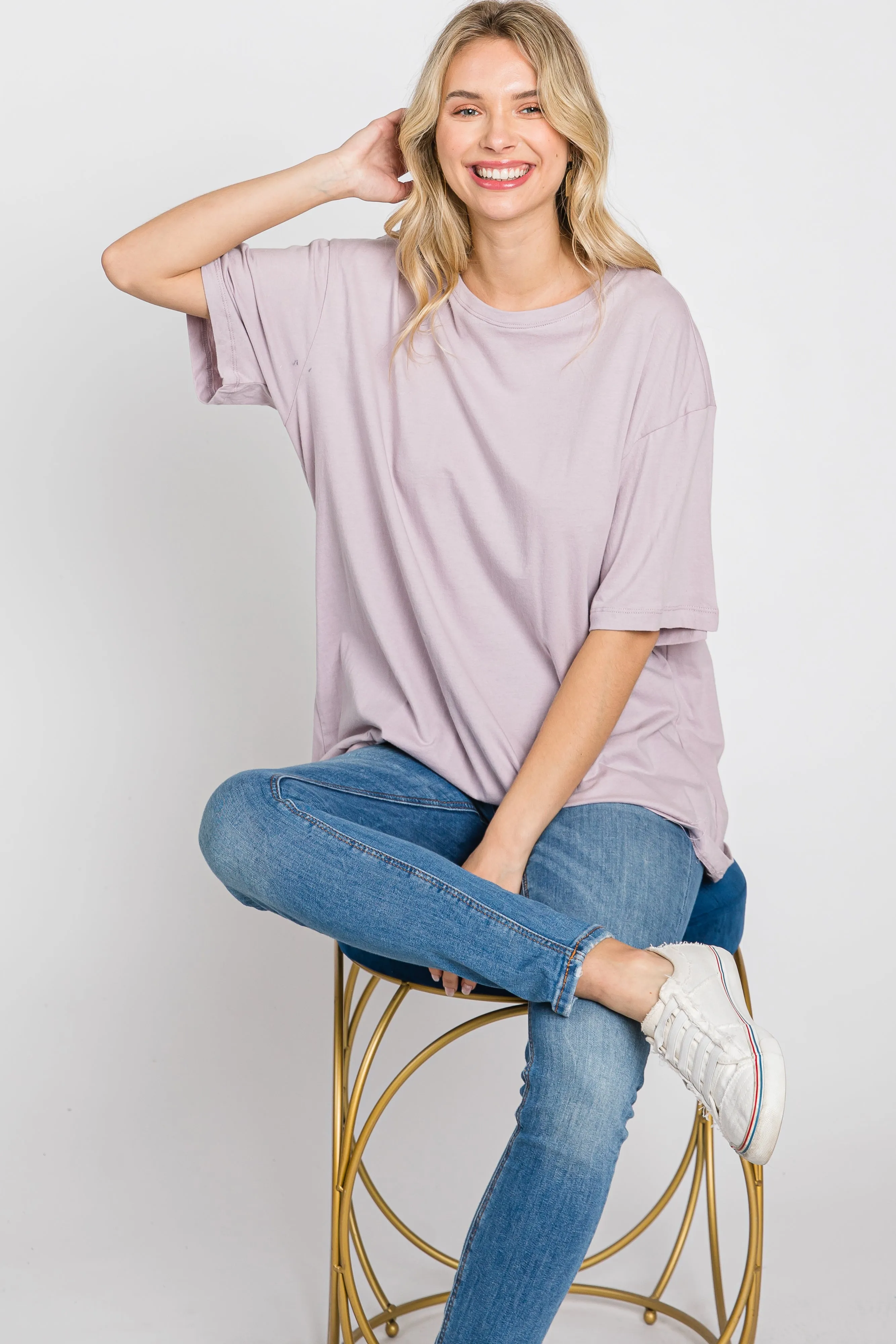 Lavender Basic Oversized Maternity Tee