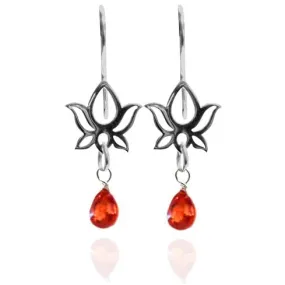 Lotus Flower Earrings with Carnelian for Self-Esteem