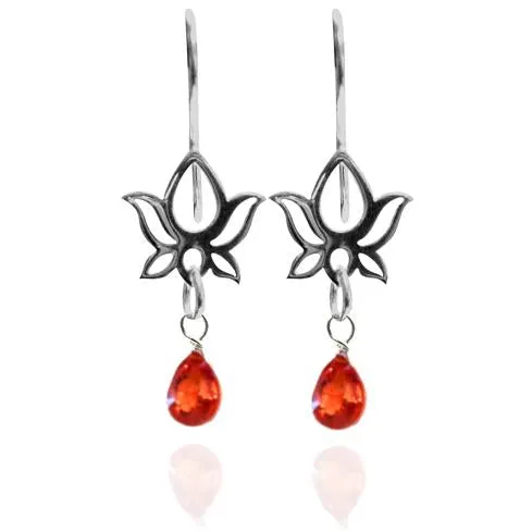 Lotus Flower Earrings with Carnelian for Self-Esteem