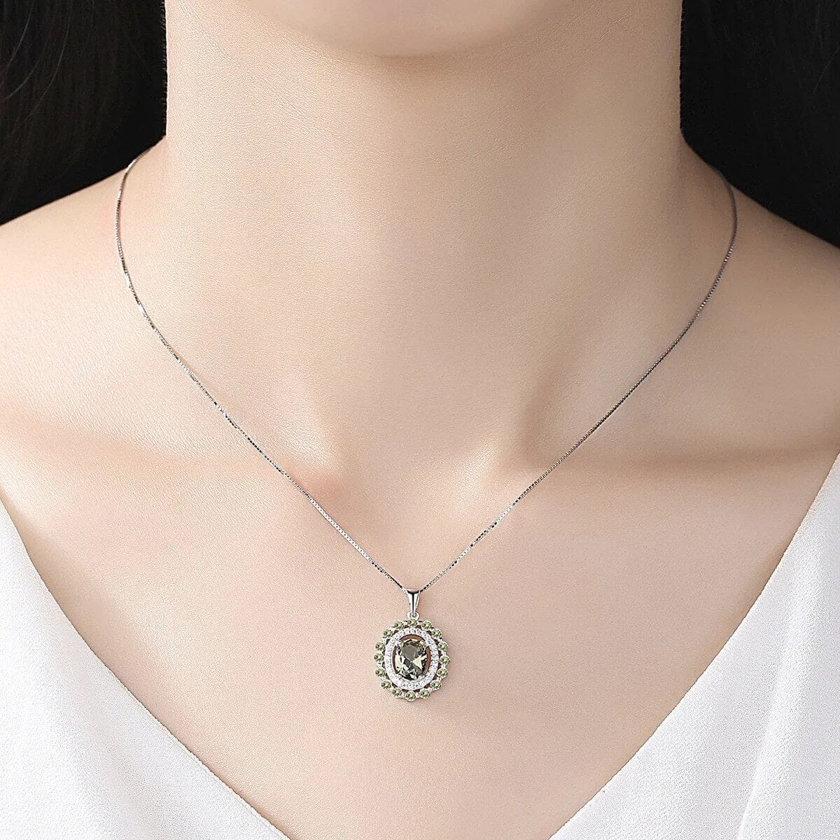 Luxury 6*8mm Peridot Pendant Necklace - S925 Solid Silver