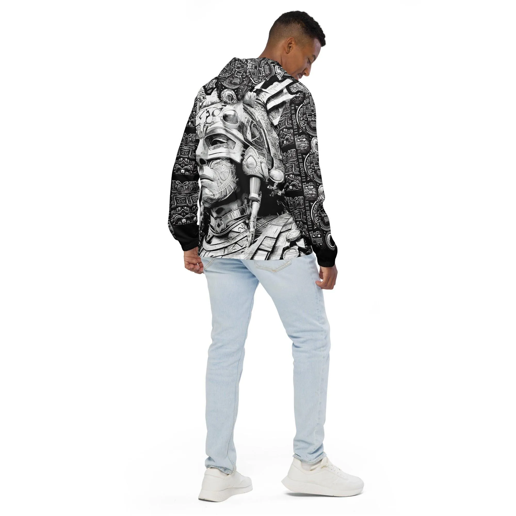 Mayan / Aztec Warrior All Over Print Unisex Windbreaker with Zippered Pockets by Metz Zen v1.0