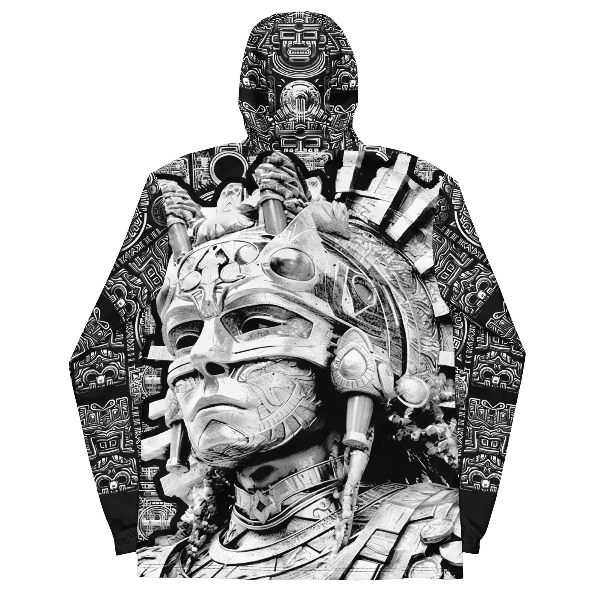 Mayan / Aztec Warrior All Over Print Unisex Windbreaker with Zippered Pockets by Metz Zen v1.0