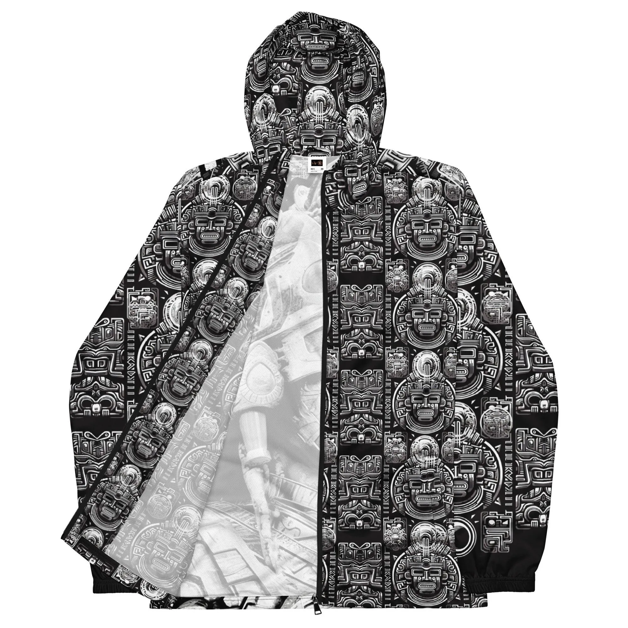 Mayan / Aztec Warrior All Over Print Unisex Windbreaker with Zippered Pockets by Metz Zen v1.0