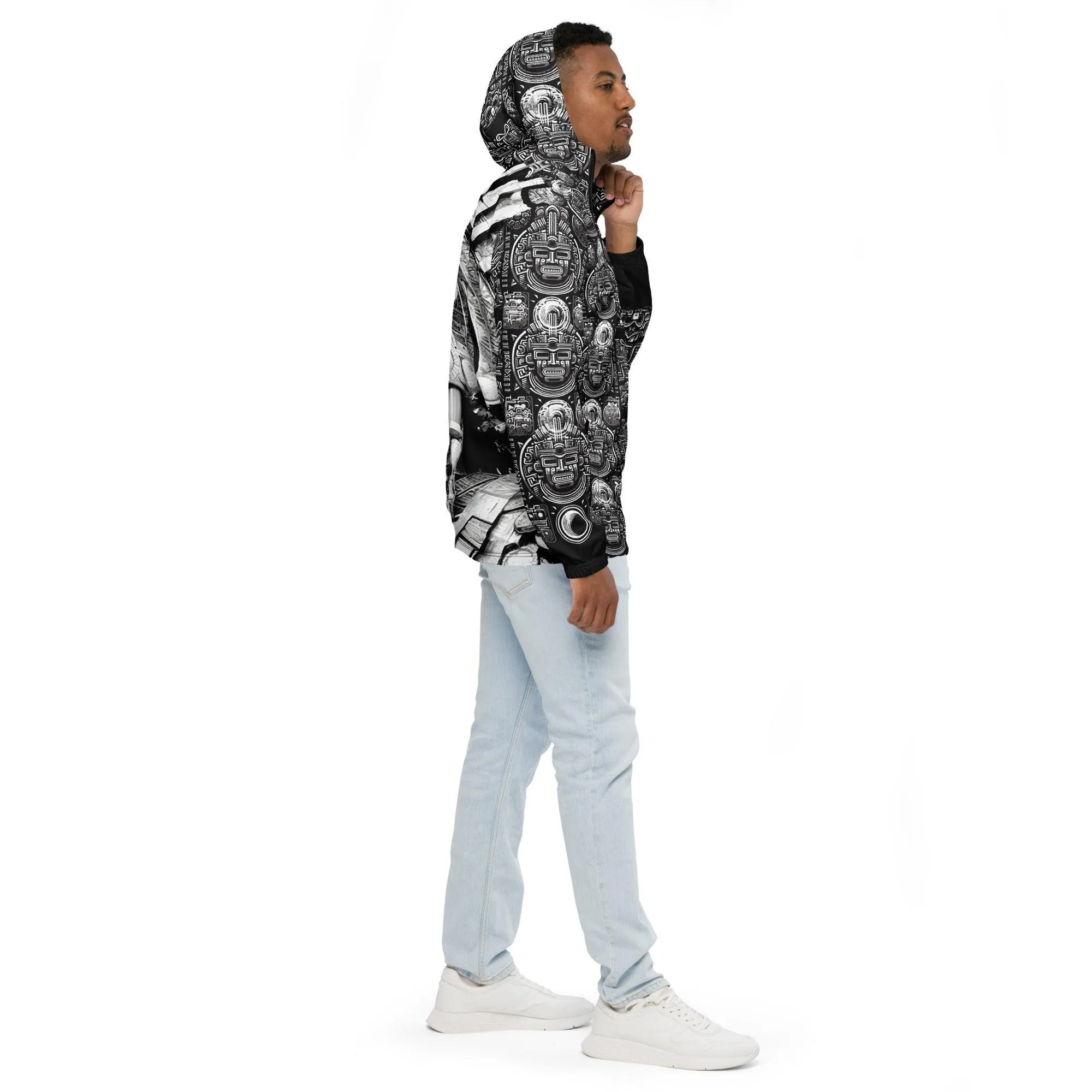 Mayan / Aztec Warrior All Over Print Unisex Windbreaker with Zippered Pockets by Metz Zen v1.0